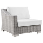 Modway Conway Outdoor Patio Wicker Rattan, Left-Arm Chair, Light Gray White