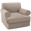 Turquoize T Cushion Chair Slipcover T Cushion Chair Covers For Living Room Stretch Sofa Couch Cover Soft Armchair Cover Washable Furniture Covers With Individual T Cushion Seat Covers (Chair, Sand)