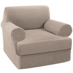 Turquoize T Cushion Chair Slipcover T Cushion Chair Covers For Living Room Stretch Sofa Couch Cover Soft Armchair Cover Washable Furniture Covers With Individual T Cushion Seat Covers (Chair, Sand)