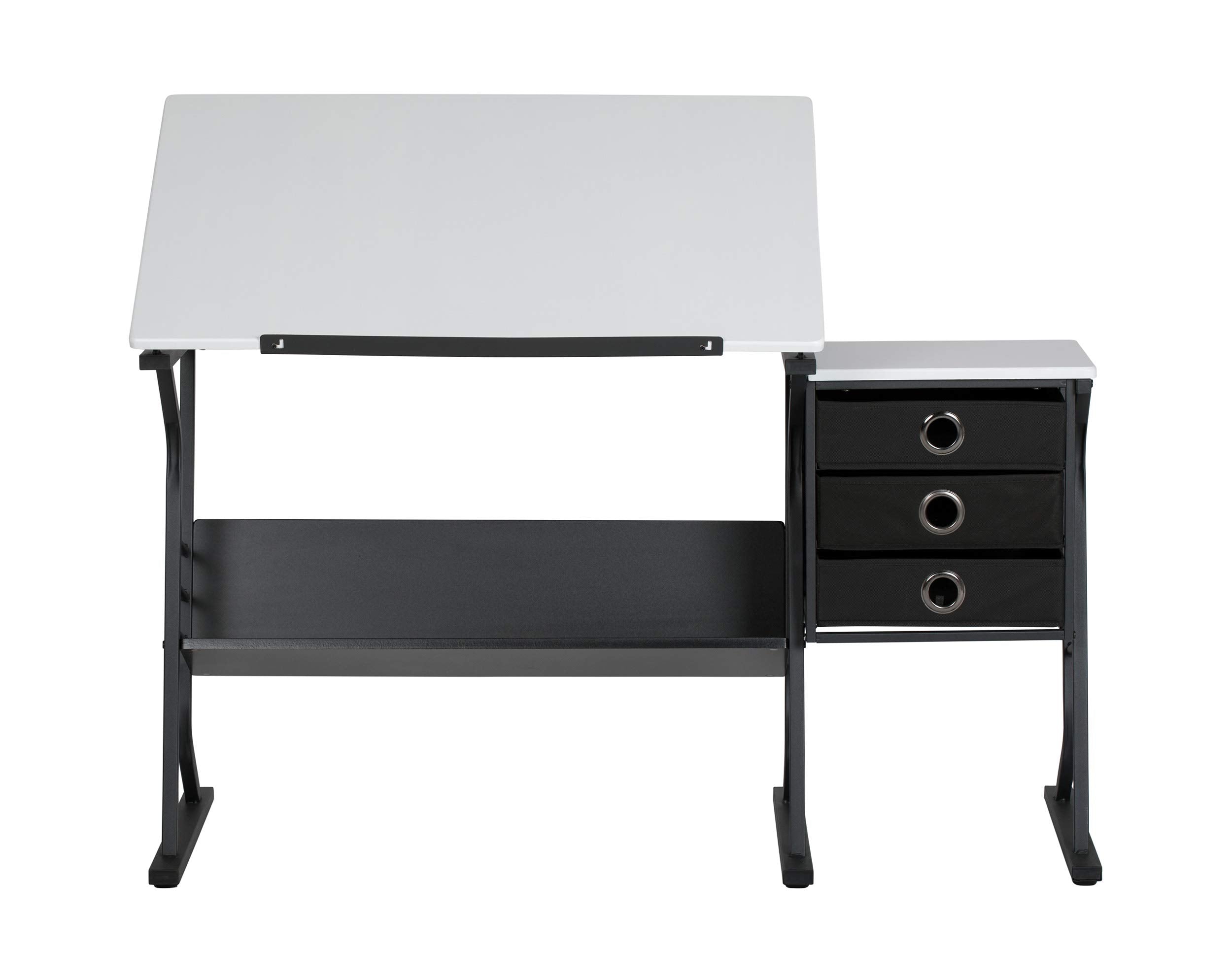 SD Studio Designs 2 Piece Eclipse Ultra Center/Drawing Table with Stool, Angle Adjustable Top, Storage Shelves, and Drawers