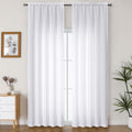 Lecloud Bessie White Curtains 96 Inches Long 2 Panels, Airy Faux Linen Textured Light Filtering Privacy Drapes with Rod Pocket, 