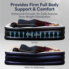 OhGeni Queen Air Mattress with Built-in Pump, 18" Raised Comfort Inflatable Bed, Black, AMH5V143
