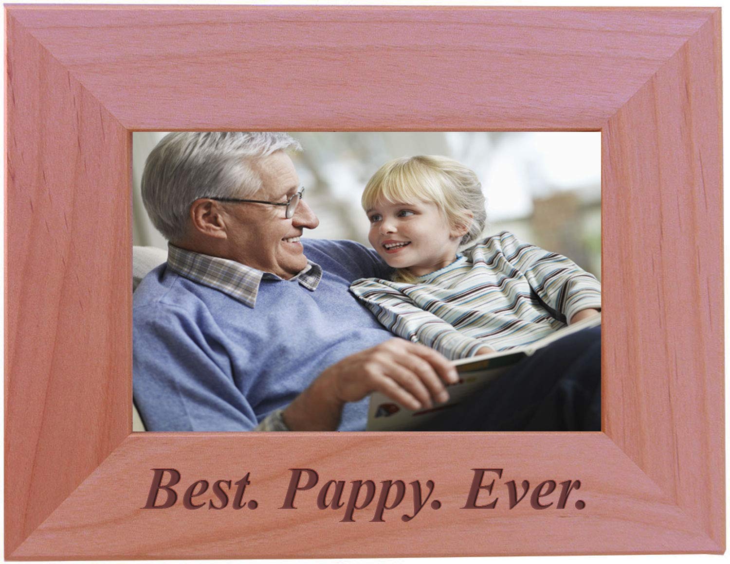 CustomGiftsNow Best Pappy Ever - Engraved Wood Picture Frame (4x6 Horizontal)