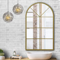 ironsmithn Large Arched Mirror, Gold Windowpane Mirror, 43.3x25.5 Window Finished Metal Mirror, Grid Mirror for Decor Living Roo