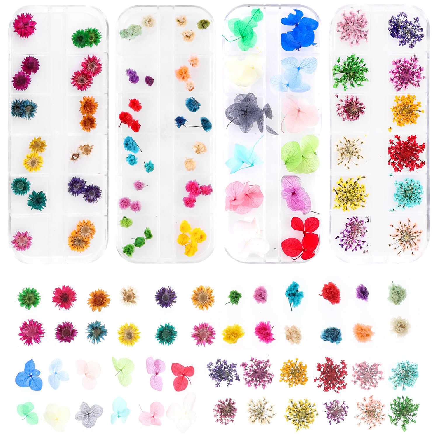 108Pcs Dried Flowers For Nail Art - Lovely Natural Flower Nail Art, Nail Art Accessories Kits, Dried Flowers For Resin Molds, Yw