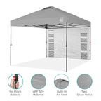 Best Choice Products 10X10Ft Easy Pop Up Canopy W/Side Wall, 10 Pockets, Portable Carrying Case, 1-Button Setup, 4 Weight Bags - Silver