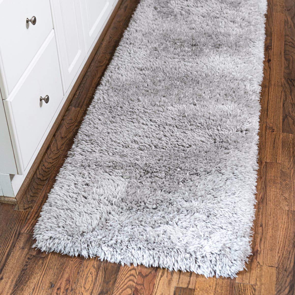 Rugs.com Infinity Collection Solid Shag Area Rug 10 Ft Runner Ash Shag Rug Perfect for Hallways, Entryways