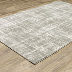 HomeRoots 510859 8 x 11 ft. Gray & Ivory Abstract Shag Power Loom Stain Resistant Rectangle Area Rug
