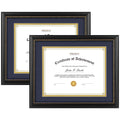 Golden State Art, 8.5x11 Diploma Frame, Solid Wood Black with Gold Trim Certificate Frame, 8.5x11 or 11x14 Diploma Without Mat, 