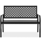 Best Choice Products Outdoor Bench 2-Person Metal Steel Benches Furniture For Garden, Patio, Porch, Entryway W/Geometric Backrest, 790Lb Capacity – Black