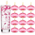 12 Pieces Floating Candles for Wedding Centerpiece Small Unscented Floating Candles Round Tea Lights Candles Metallic Smooth Wax