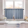HOMEIDEAS Non-See-Through Stone Blue Privacy Sheer Kitchen Curtains, 30 X 24 Inches Long 2 Panels Short Sheer Curtains Light Fil
