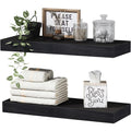 QEEIG Black Bathroom Shelves Floating Shelves for Wall Shelf Over Toilet Small Wall Mounted Modern Farmhouse 16 inch Set of 2 (0