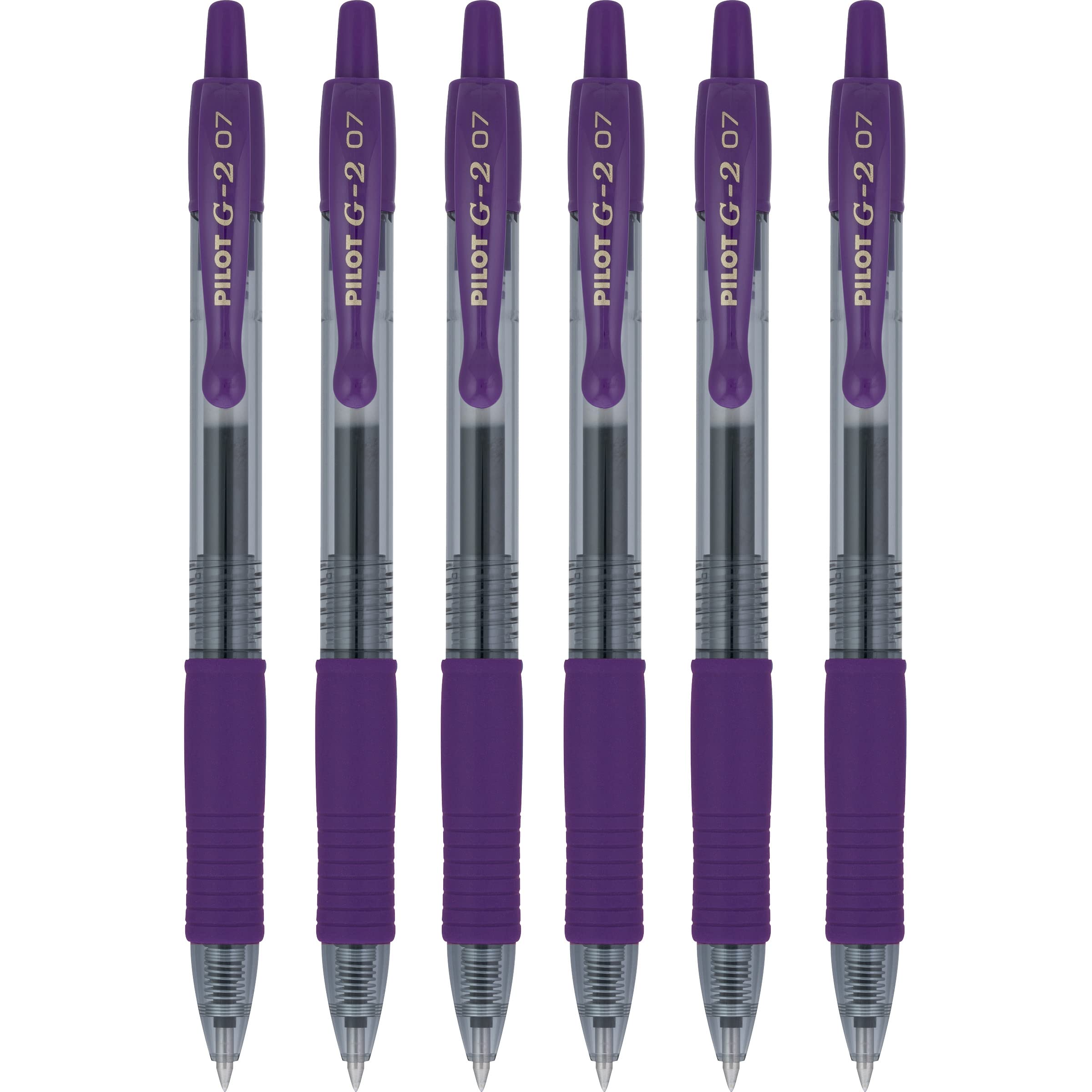 Pilot G2 Premium Retractable And Refillable Gel Ink Pens, 0.7Mm Fine Point, Grape Purple, 6 Count