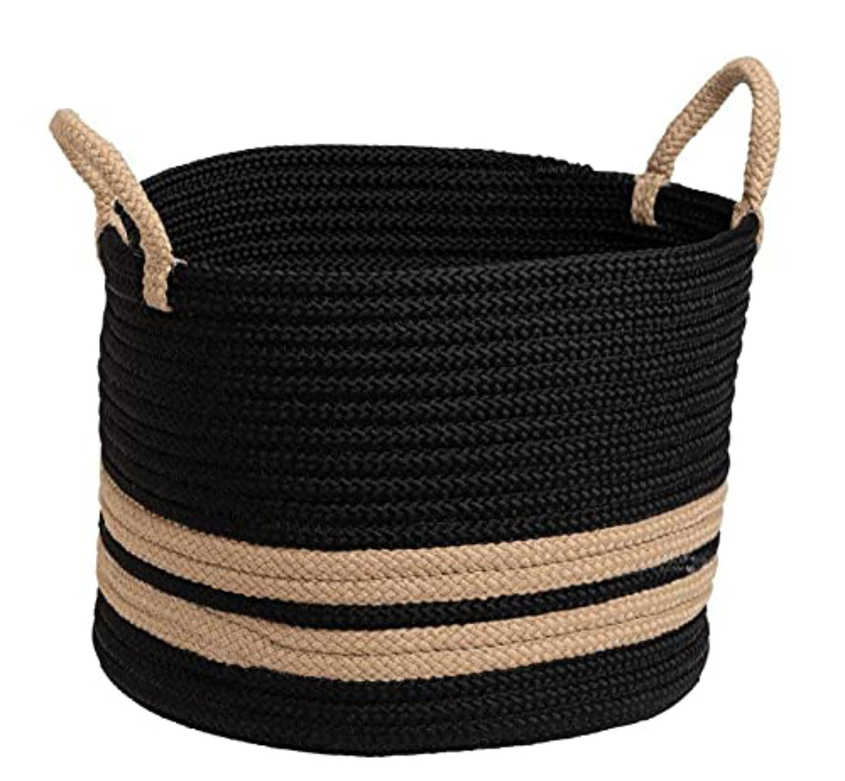 Bantrick Black Jute Cotton Basket 8X8 Handcrafted Woven Storage Basket With Handle,Fruit Basket & Planter Basket, Soft Jute Cott