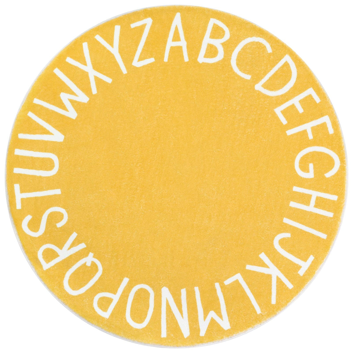 Topotdor Round Kids Play Rug Alphabet Nursery Area Rug Extra Large Soft Crawling Play Mat For Children Toddlers Bedroom (47 Inch, Yellow)