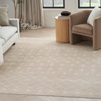 Nourison Grafix Moroccan Beige 5'3' X 7'3' Area Rug, Easy Cleaning, Non Shedding, Bed Room, Living Room, Dining Room, Kitchen