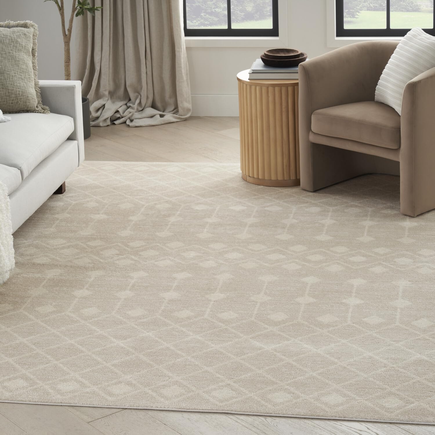 Nourison Grafix Moroccan Beige 5'3' X 7'3' Area Rug, Easy Cleaning, Non Shedding, Bed Room, Living Room, Dining Room, Kitchen