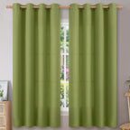 Bgment Curtains 63 Inch Length 2 Panels Set For Bedroom, Grommet Thick Linen Look Burlap Textured Light Filtering Privacy Window Drapes For Farmhouse Living Room, 52 X 63 Inch, Olive Green