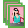 Icona Bay 5x7 Picture Frames (Green, 3 Pack), Colored Solid Wood Scandinavian Style Frames for Photo, Pizzazz Collection