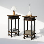 Furinno Turn-N-Tube Tall Nightstand With Bin, 2-Pack, Plastic Poles, Columbia Walnut/Black/Dark Brown