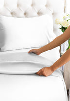 Extra Deep Pocket Split King Sheets - 5 Piece Breathable & Cooling Bed Sheets - Hotel Luxury Bed Sheet Set - Soft, Wrinkle Free & Comfy - Easily Fits Extra Deep Mattresses - Deep Pocket White Sheets