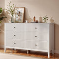 May in Color Fluted 6 Drawer Dresser, Modern Closet Organizer Dressers, Double Chest of Drawers with Soft Close Drawers, Wood St