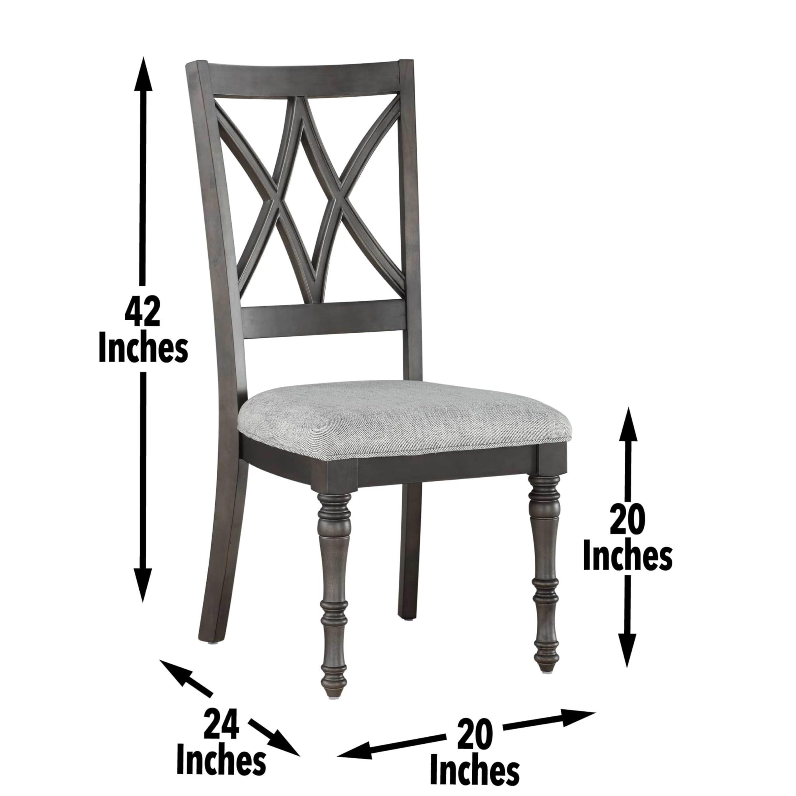 Steve Silver Furniture Linnett Dining Modern Twist, Set of 2 Side Chairs, Upholstered, Traditional Styling, Asian Hardwood Solids, Web Back Chairs, 19.5" L x 23.5" W x 42" H, Grey, Brown