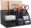 HomeRoots Metal/Iron Sleek Matte Black 6 Compartment Desk Organizer