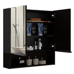 Depot E-Shop Tatacoa Mirror Medicine Cabinet with One Open Shelf and Three Interior Shelves, 24.6" H, Black, Bathroom