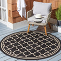 SAFAVIEH Courtyard Collection 53 Round Black/Beige CY6918 Trellis Indoor/ Outdoor Waterproof Easy--Cleaning Patio Backyard Mudr