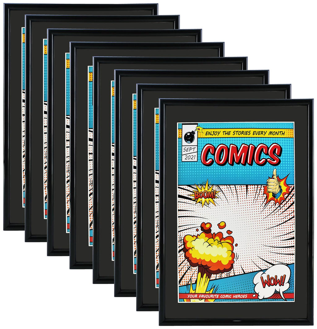 Memory Keeper Comic Book Frame, 8 Pack, UV Protection,Black Mat, Fits Current Comics up to 6 3/4'' x 10 1/4'', Wall or Tabletop 