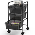 Simple Houseware Utility Cart with 3 Drawers Rolling Storage Art Craft Organizer, Black