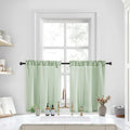 Homeideas Sage Green Kitchen Curtains 30 X 36 Inches 2 Panels Set Non-See-Through Privacy Semi Sheer Short Window Curtains Fish