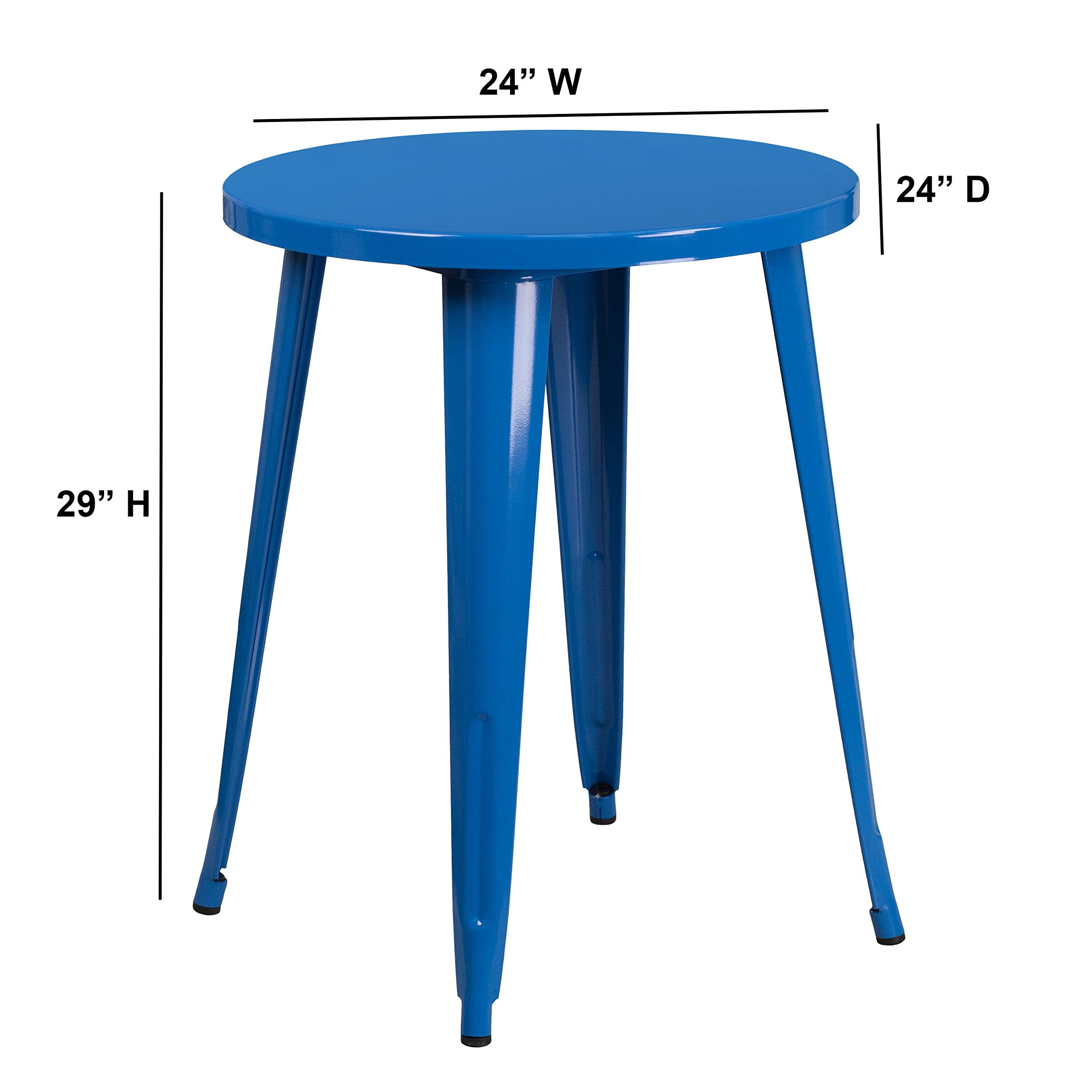 Flash Furniture Webb Commercial Grade 24" Round Blue Metal Indoor-Outdoor Table