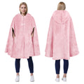 Catalonia Women'S Pink Poncho Cape, Sherpa Fleece Cloak Coat, Snuggly Hooded Wearable Blanket, Gift Idea For Mom And Teen Girls
