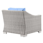 Modway Conway Outdoor Patio Wicker Rattan, Armchair, Light Gray Light Blue
