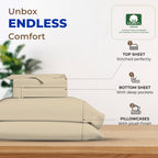 Thread Spread 600 Thread Count Sheets Queen - 100% Egyptian Cotton Sheets Queen Size, 4 Pc Luxury Sheets Queen Size, Soft, Sateen Cooling, Extra Long Staple 16' Deep Pocket Queen Bed Sheet Set - Sand