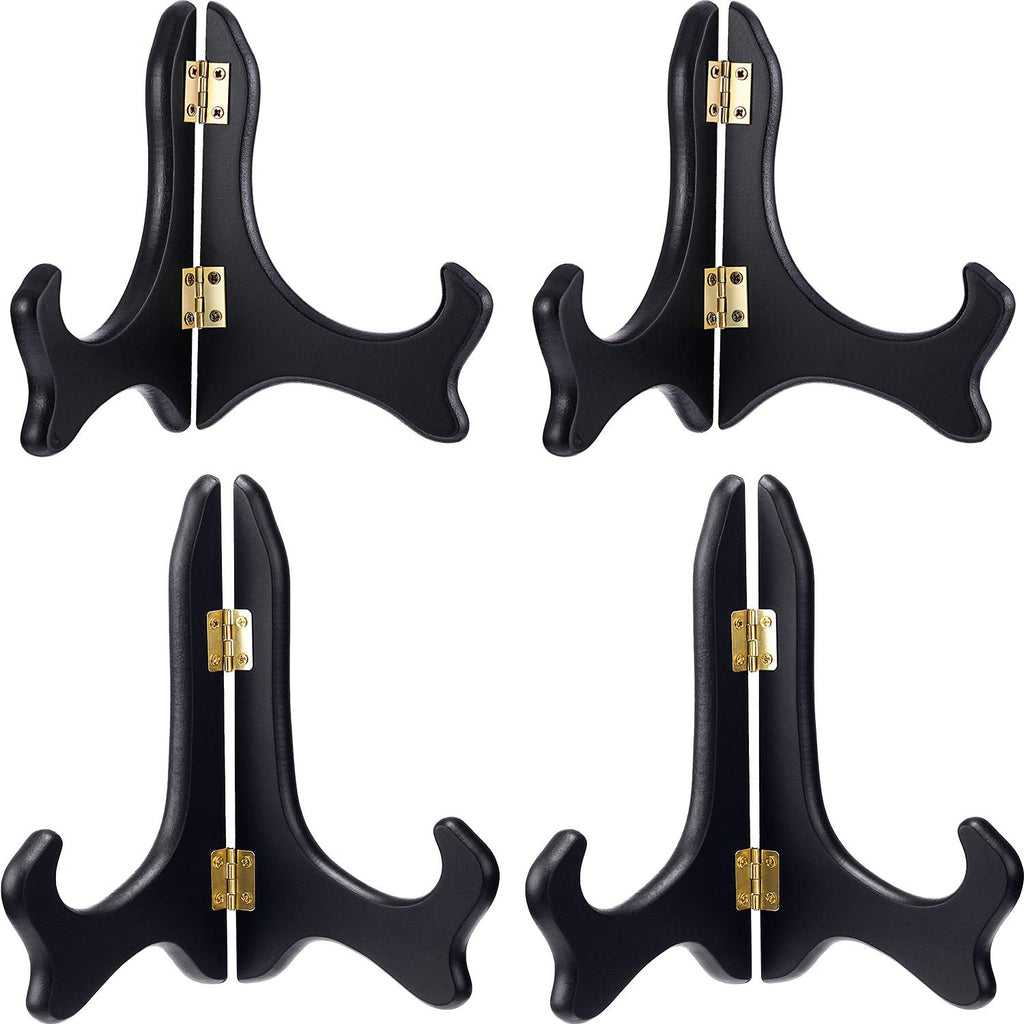 Tatuo 4 Packs Wooden Display Stand Decorative Plate Stands for Display Picture Frame Stand Holder Easels (5 Inch and 6 Inch, Bla