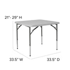 Flash Furniture Kathryn 2.79-Foot Square Height Adjustable Granite White Plastic Folding Table, 34" Square