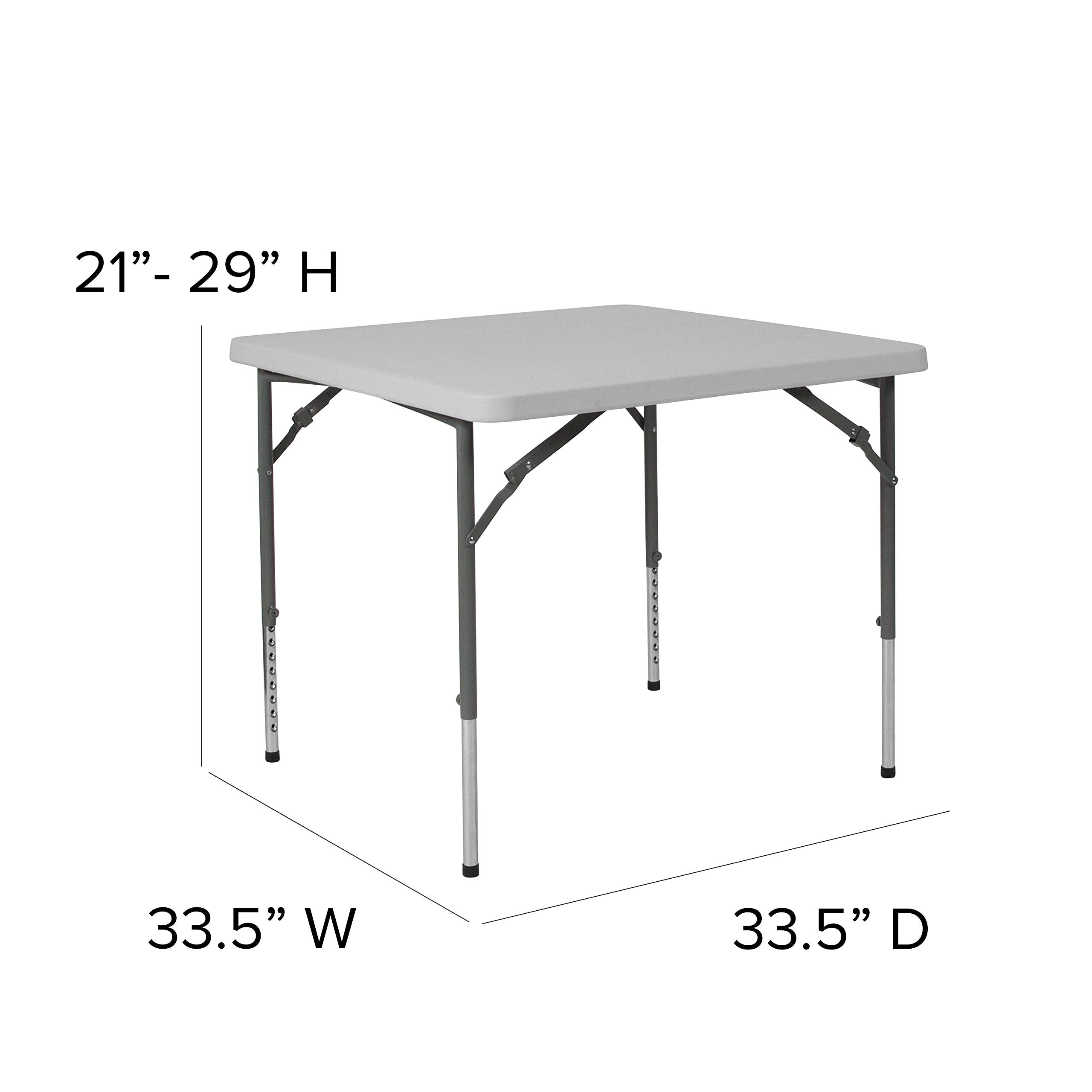 Flash Furniture Kathryn 2.79-Foot Square Height Adjustable Granite White Plastic Folding Table, 34" Square