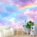 PYFFYP- Colorful Cloud self-Adhesive Wallpaper Rainbow Star wall murals for Kids Room