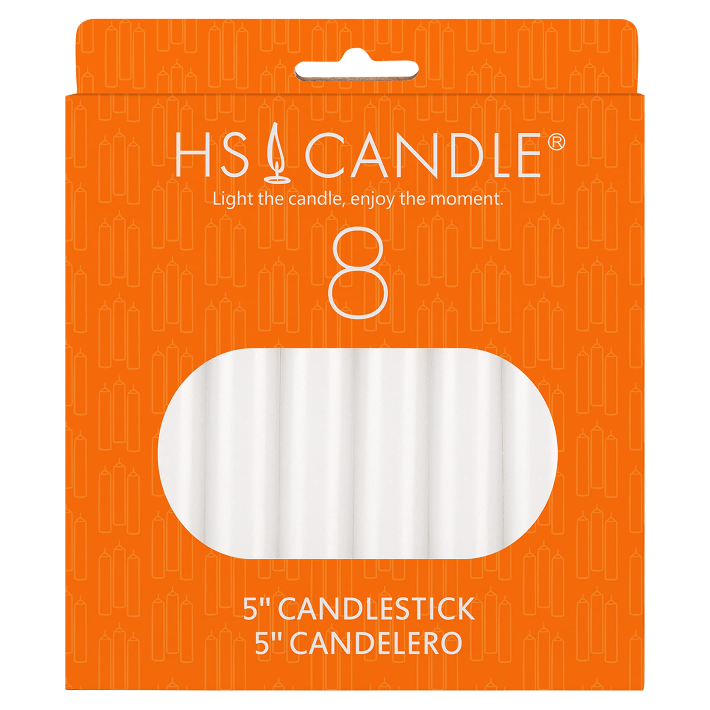 HS Candle 8 pcs White Unscented 5 Inch Candlestick Taper Candles, Household General Usage, Emergency & More