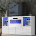 AMERLIFE 68  Fireplace TV Stand with 40  Fireplace, Modern High Gloss Fireplace Entertainment Center with LED Lights for TVs up 