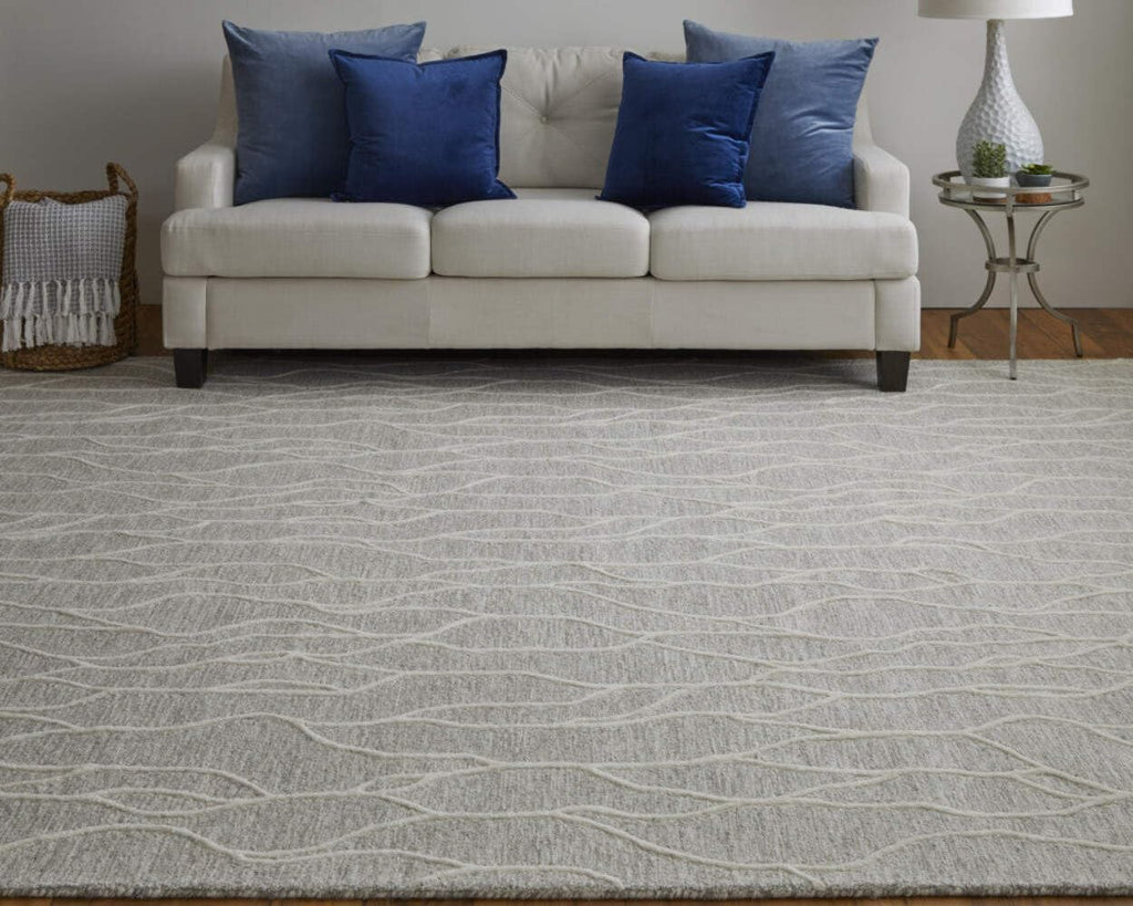 HomeRoots 511852 8 x 11 ft. Taupe & Ivory Wool Abstract Hand Tufted Handmade Stain Resistant Rectangle Area Rug