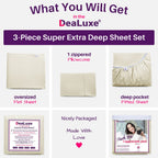 Extra Deep Pocket Twin Bed-Sheets - 3-Piece Includes: 18   -21    Inch Super Extra Deep Pocket Fitted Sheet - Oversize Flat Shee