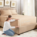Empyrean Bedding Extra Deep Fitted Sheet Set, 3Pc - King, Microfiber, Taupe Sand, Deep Pocket, Smart Solution Corner Straps