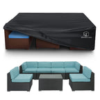Startwo 2 Years Lifespan Patio Furniture Covers Waterproof, Anti-Uv Tear-Resistant 500D Heavy Duty 7-12 Seats Outdoor Furniture Cover For Sectional Sofa, Patio Table Cover, 110'X84'X28', Black