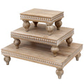 SwallowLiving Wooden Riser for display, Natural, Set of 3