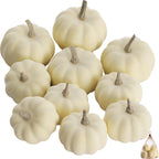 Artgar Pumpkin Decor - White Pumpkin - 10 PCS Mini Pumpkin Harvest Set - Beige Foam Pumpkins for Home Decor DIY, Table, Hallowee